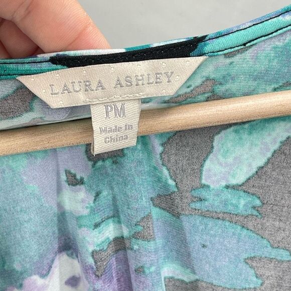 Laura Ashley Womens Shift Dress Floral Sleeveless PUrple Green Petite Medium - Picture 5 of 9